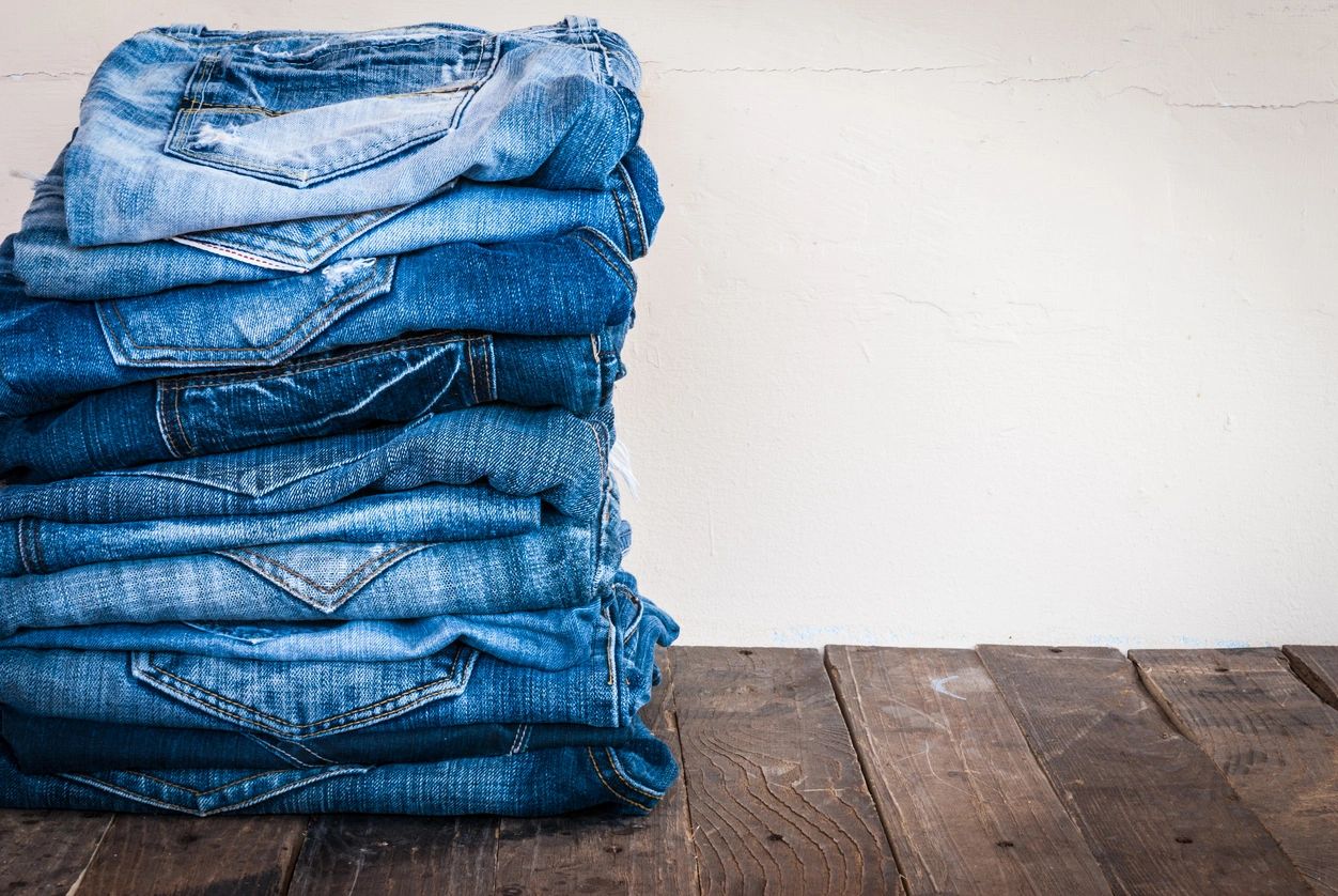 A Stack of Blue Shaded Jeans Template